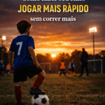 criança jogando futebol infantil ao pôr do sol aprendendo a jogar mais rápido com inteligência de jogo